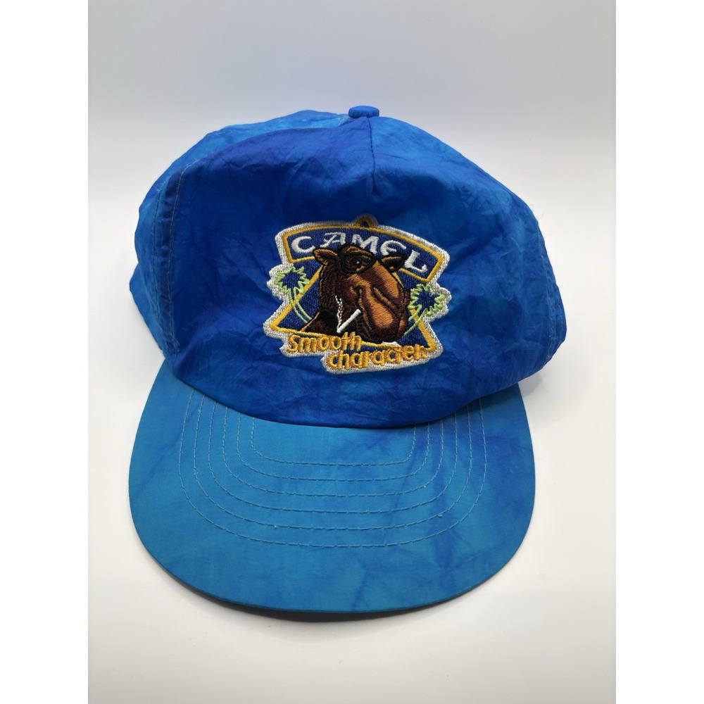 Vintage Joe Camel Smooth Character Blue Tie Dye Nylon Snapback Hat Embroidered